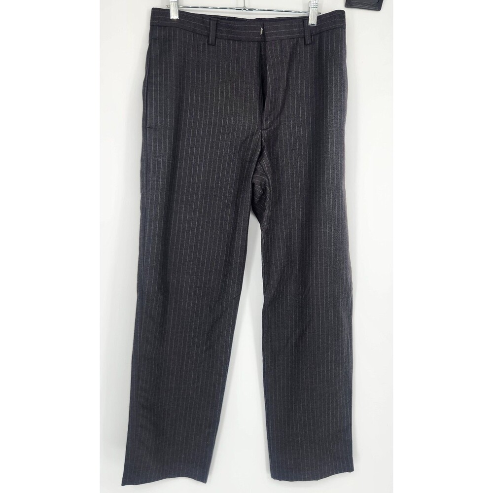 Banana Republic Men's 32X32 Black Striped Wool Blend Dress Pants